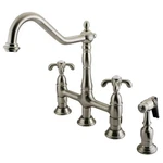 Kingston Brass French Country Bridge Kitchen Faucet With Sprayer. Fixed Price $489.79.