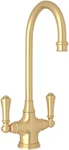 Rohl U.4711SEG-2 2-HANDLE Kitchen Faucet Satin English Gold. Fixed Price $1438.00.