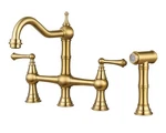 Wowow Brass Kitchen Faucet Bridge W/side Sprayer, 4 Hole 2 Handle 8" Centerset. Fixed Price $149.00.