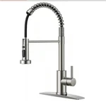 Forious Pull Down Kitchen Faucet Sing. Handle W/ Deck Plate Brush NICKEL(WH238). Fixed Price $36.99.