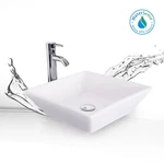 Bathroom Ceramic Vessel Vanity Sink W/ Faucet White Porcelain Basin Pop Up Drain. Fixed Price $199.99.