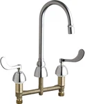 Chicago Faucets 786-E29XKABCP Two Handle Kitchen In Polished Chrome. Fixed Price $562.40.