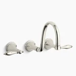 Kohler T343-4M-SN Finial Polished Nickel 2-HANDLE Widespread Bathroom Faucet. Fixed Price $288.00.