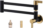 Pot Filler Faucet Black Gold, Modern Wall Mount 2 Handle With Do. Fixed Price $159.75.