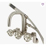Kingston Brass Belknap Three Handle Clawfoot Tub Faucet Brushed Nickel Wall Moun. Fixed Price $539.10.