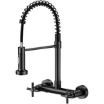 8 Inch 2 Handle Commercial Wall Mount Black Kitchen Sink Faucet Pull Down Mixer. Fixed Price $42.00.