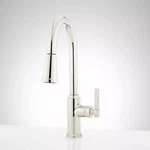Signature Hardware Greyfield Single Hole Pull Down Faucet - Polished Nickel. Fixed Price $349.95.