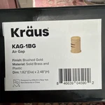 New Kraus KAG-1BG Brushed Gold Brass & Plastic Air Gap. Fixed Price $22.00.