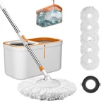 Floor Spin Mop And Bucket Set With Wringer System Extended Stainless Steel Ha.... Fixed Price $59.20.
