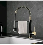 Kitchen Faucet Flat Blk. Gold Pull Down Sprayer Led, Infrared Sensor. Fixed Price $35.00.