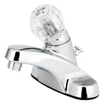 Lavatory Faucet With Plastic Pop Up, Single Acrylic Handle, Chrome - 242109. Fixed Price $80.76.