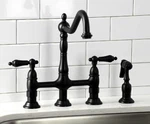 Kingston Brass KS1270ALBS Heritage Bridge Kitchen Faucet, 8-9/16", Matte Black. Fixed Price $261.01.