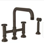 Rohl Campo A3358IWWSTCB-2 Widespread Bridge Kitchen Faucet Spray Tuscan Brass. Fixed Price $848.30.