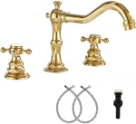 Ggstudy 8-16 Inch Two Handles 3 Holes Widespread Bathroom Sink Faucet Gold Ba.... Fixed Price $77.20.