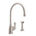 Perrin & Rowe U.4702STN-2 Kitchen Faucet With Sidespray Satin Nickel New Box. Fixed Price $1649.99.
