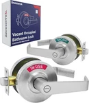 Oakmoore Vacant Occupied Commercial Door Handle Silver Stainless Steel Round. Fixed Price $73.99.