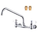 Iviga Commercial Kitchen Faucet, 12" Swivel Spout, 8" Center Wall Mount. Fixed Price $127.98.
