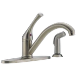Delta 1-HANDLE Kitchen Faucet W/ Spray Stainless-certified Refurbished. Fixed Price $116.03.