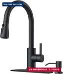 Forious Black Kitchen Faucet With Soap Dispenser And Pull Down Sprayer, Bar High. Fixed Price $67.26.