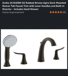 Grohe Agira -mounted Roman Tub Faucet Trim With Hand Shower, Oil Rubbed Bronze. Fixed Price $229.00.