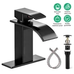 Black Matte Bathroom Sink Faucet Single Handle Waterfall Vessel Mixer Taps. Fixed Price $21.99.