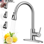 Arofa Kitchen Faucet With Pull Down Sprayer, 15.7" Tall, Brushed Nickel. Fixed Price $69.66.
