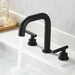 Kes Matte Black 8-INCH Widespread Bathroom Faucet 3 Hole Modern Vanity Sink. Fixed Price $209.99.