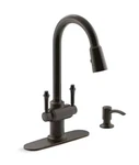 Kohler Thierry Two Handle Pull Down Sprayer Kitchen Faucet In Oil-rubbed Bronze. Fixed Price $229.95.