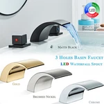 8" Widespread Led Bathroom Sink Basin Faucet 3 Holes Waterfall Vanity Mixer Taps. Fixed Price $42.00.