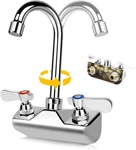 4 Inch Center Commercial Sink Faucet Wall 3.5 Gooseneck, Chrome. Fixed Price $81.11.