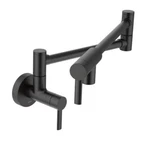 Moen S665BL Matte Black Wall Mounted Swing Arm Double Handle Pot Filler. Fixed Price $600.00.