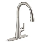 Kohler Conti Single Handle Pull Down Sprayer Kitchen Faucet Vibrant Stainless. Fixed Price $146.41.
