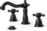 Matte Black 3 Hole Brass Vintage Farmhouse Bathroom Faucet 8 Inch Widespread. Fixed Price $79.78.
