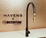 Waterstone Modern Pull Down Lever Faucet Matte Black- Classic Bronze 9850-MB-CLZ. Fixed Price $1495.00.