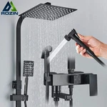 Rozin Rainfall Bathroom Shower Faucet Set With Bidet Mixer Tap Black Wall Mounte. Fixed Price $142.80.