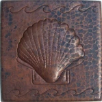 6"X Shell Hand Hammered Mexican Copper Tile. Fixed Price $29.99.