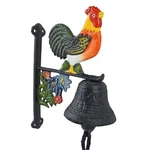 Small Cast Iron Metal Rooster Dinner Bell Hand Painted Flower Post Or Wall Mount. Fixed Price $33.26.