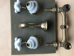 Artistic Co.- Bathtub Faucet Set- Solid Brass/white Knobs. Fixed Price $115.00.