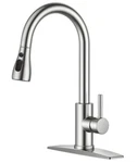 Forious Pull Down Single Handle Kitchen Faucet With Accessories Brushed Nickel. Fixed Price $39.99.
