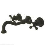 Kingston Brass Oil Rubbed Bronze 8" Wall Mount Sink Faucet With Cross Handles. Fixed Price $259.97.