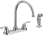 Two-handle High-rise Kitchen Faucet With Sidespray, Stainless Steel, EZ-10201. Fixed Price $135.26.