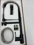 "shamanda" Gooseneck Kitchen Faucet 2 Function Sprayer,stainless Steel Matt Blck. Fixed Price $180.00.