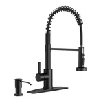 Anza 1 Handle Pull Down Sprayer Kitchen Faucet W/ Soap Dispenser - Matte Black. Fixed Price $27.07.