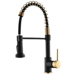 Aimadi Matte Black & Gold Kitchen Faucet With Pull Down Sprayer, Commercial. Fixed Price $111.00.