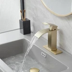 Bathfinesse Gold Waterfall Bathroom Faucet Single Hole Handle Modern. Fixed Price $96.24.