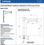 Waterstone 3400 Contemporary Counter Mounted Pot Filler Faucet Tuscan Brass. Fixed Price $399.95.