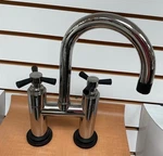 Santec Mini Wide Spread Bath Sink Faucet- Polished Nickel And Black. Fixed Price $60.00.