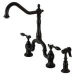 Kingston Brass KS7750TALBS Tudor Bridge Kitchen Faucet With Sprayer. Fixed Price $438.14.