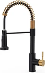 Elegant Black And Gold Pull Down Kitchen Faucet With Spring Design. Fixed Price $107.99.