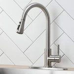 Ikebana Kitchen Faucet, Brushed Nickel Sink With Pull Down. Fixed Price $40.74.